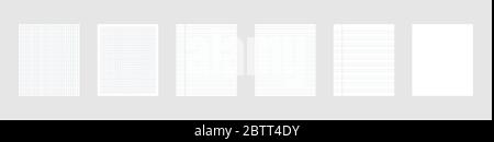 Illustration vectorielle créative de feuilles vierges de papier quadratique et lignées réalistes isolées sur l'arrière-plan. Lignes de conception artistique, bloc-notes de pages quadrillées avec marge. Résumé concept graphique élément eps 10 Illustration de Vecteur