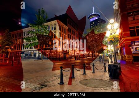 Dans l'horloge à vapeur de Gastown, le centre-ville de Vancouver, Colombie-Britannique, Canada. Banque D'Images