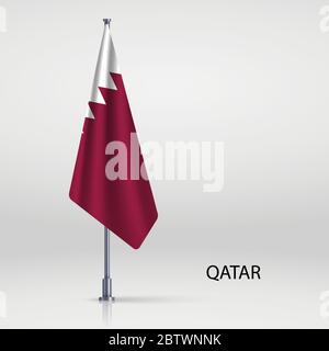 Drapeau suspendu du Qatar sur le mât Illustration de Vecteur