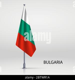 Drapeau suspendu de Bulgarie sur le mât Illustration de Vecteur