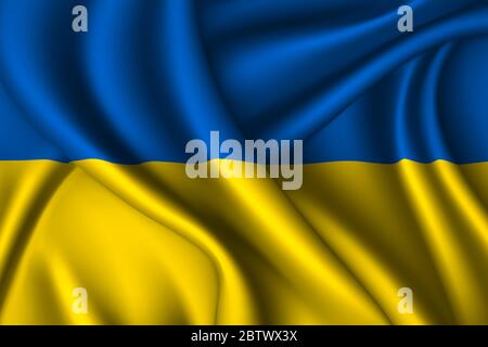 Drapeau national de la soie de l'Ukraine. Texture de tissu vectoriel Illustration de Vecteur