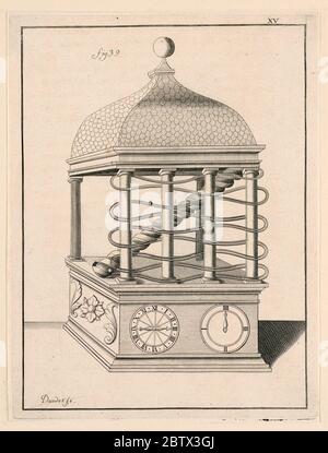 Design pour une horloge pl XV de Recueil dOuvrages Curieux de Mathematique et de MECANIQUE ou Description du Cabinet. Recherche en cours Banque D'Images