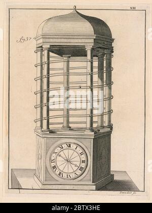 Design pour une horloge pl XIII de Recueil dOuvrages Curieux de Mathematique et de MECANIQUE ou Description du Cabinet. Recherche en cours Banque D'Images