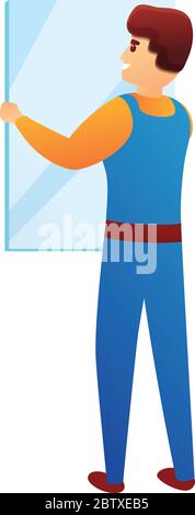 Icône de fenêtre de changement de réparateur. Dessin animé de repairman changer de fenêtre icône de vecteur pour la conception de Web isolé sur fond blanc Illustration de Vecteur