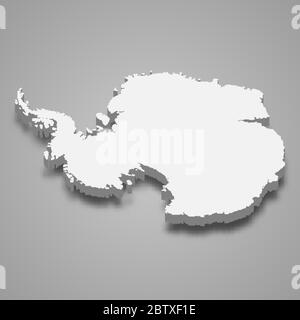 Carte 3d de l'Antarctique avec frontières de régions Illustration de Vecteur