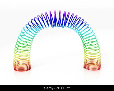 Jouet spirale de fil de couleur arc-en-ciel. Illustration 3D. Banque D'Images