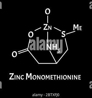 La monométhionine de zinc est une formule chimique moléculaire. Infographies du zinc. Illustration vectorielle sur un arrière-plan isolé. Illustration de Vecteur