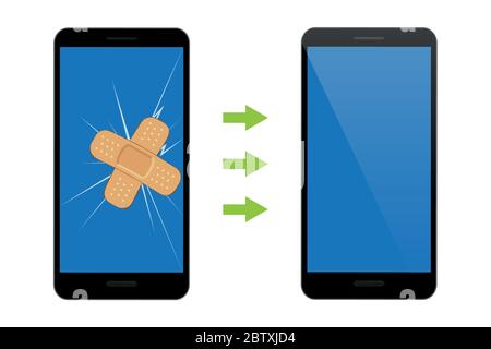 Service de réparation de téléphones mobiles cassés et réparés EPS10 vector illustration d'affichage Illustration de Vecteur