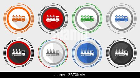 Ensemble d'icônes de vecteur de camion, plantes et arbres livraison conception moderne graphique plat dans 8 options pour la conception de Web et les applications mobiles Illustration de Vecteur