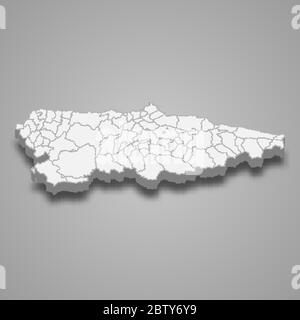 La carte 3d des Asturies est une région de l'Espagne Illustration de Vecteur