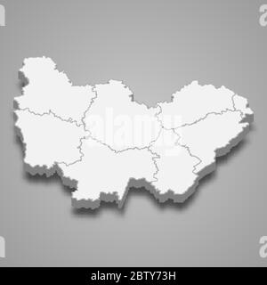 Carte 3d de Bourgogne-Franche-Comté est une région de France Illustration de Vecteur