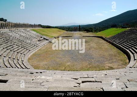L'ancien stade de Messène, Messene, Péloponnèse, Grèce, Europe Banque D'Images