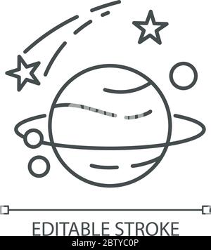 Icône linéaire parfaite de pixel d'astronomie Illustration de Vecteur