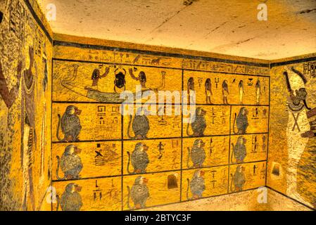 Babouins, mur de l'Ouest, tombe de Toutankhamon, KV62, Vallée des Rois, site du patrimoine mondial de l'UNESCO, Louxor, Thèbes, Égypte, Afrique du Nord, Afrique Banque D'Images