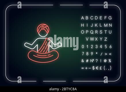 Icône de la lampe au néon de Yogi in turban Illustration de Vecteur