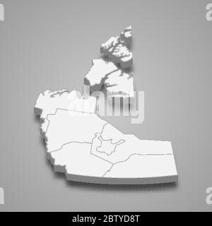 La carte 3d des Territoires du Nord-Ouest est une province du Canada Illustration de Vecteur