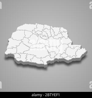 La carte 3d de Parana est un état du Brésil Illustration de Vecteur