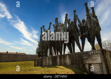 KZ Memorial mauthausen, Monument pour les victimes hongroises dans le camp de concentration de la Nouvelle-Écosse, dans la 2ème Guerre mondiale Banque D'Images