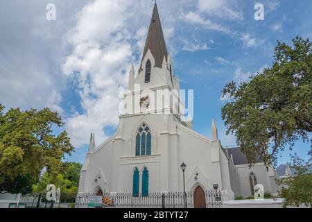 Stellenbosch, Afrique du Sud, 01 février 2020. Vue de l'église mère Moederkerk, exemple typique de l'architecture héritée du Cap-Néerlandais