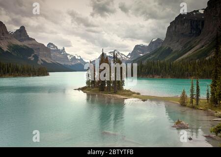 Spirit Island, le Lac Maligne Banque D'Images