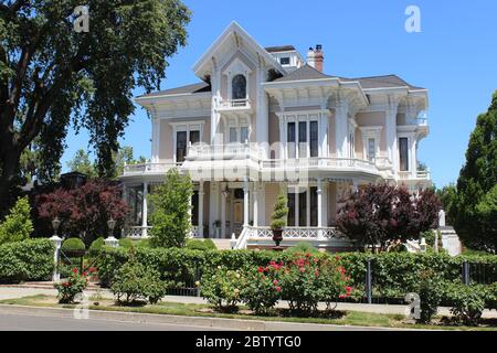 Maison pignon construite en 1885, Woodland, Californie Banque D'Images