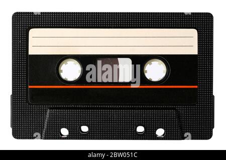La cassette d'enregistrement sous forme de cassette compacte est affichée sur un fond blanc. Banque D'Images