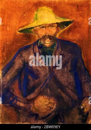 Numériquement modifié l'homme avec paille chapeau par Edvard Munch 1903. Le Musée Munch à Oslo, Norvège Banque D'Images