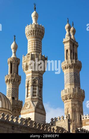 Les minarets, la mosquée al-Azhar, Le Caire, Egypte Banque D'Images