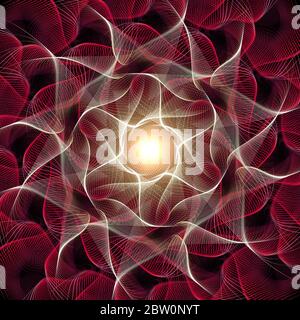 Lignes rouges rotatives décoratives, composition art déco de formule mathématique Banque D'Images