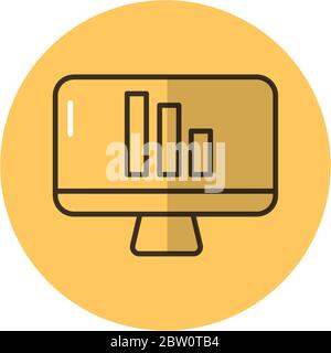 bureau avec barres de statistiques style bloc Illustration de Vecteur