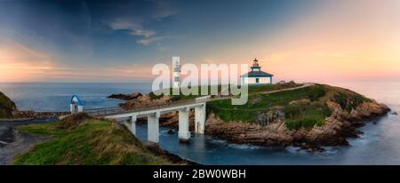 Illa Pancha lighthouse à Ribadeo, Galice, Espagne Banque D'Images