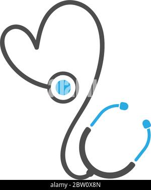 Amour stéthoscope médical logo icône Illustration Illustration de Vecteur