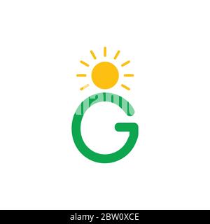 vecteur du logo représentant une colline de champ de soleil de la lettre g. Illustration de Vecteur