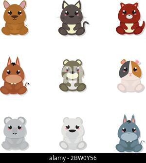 Ensemble d'animaux mignon Illustration de Vecteur