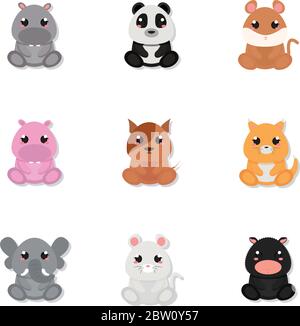 Ensemble d'animaux mignon Illustration de Vecteur