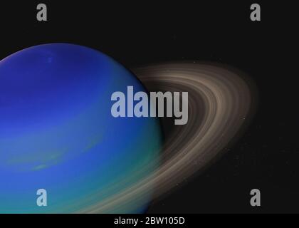 Fantastique exoplanète avec la surface de l'océan et anneau dans l'espace. Illustration de rendu 3D. Éléments de cette image fournis par la NASA. Banque D'Images