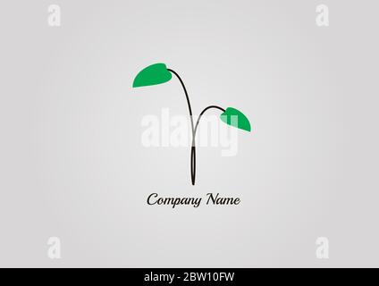 logo graines plante pousser vers le haut plat couleur minimaliste Illustration de Vecteur