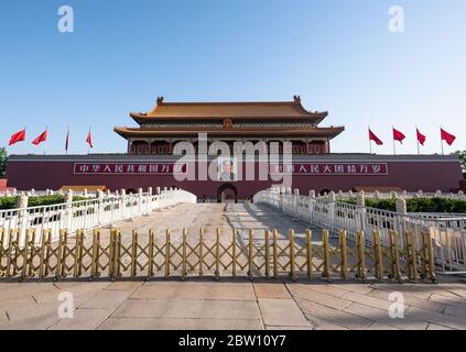 Tour Tiananmen le matin. Pékin de Chine Banque D'Images