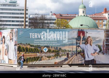 La place du marché de Turku est en cours de rénovation à Turku en Finlande Banque D'Images