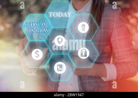 Panneau de texte indiquant les conditions générales. Les règles relatives aux textes photo d'entreprise s'appliquent à l'exécution d'un contrat particulier Banque D'Images