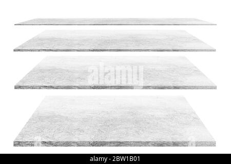 4 étagères de ciment vides différents niveaux, isolés sur fond blanc, avec des chemins de coupure. Banque D'Images