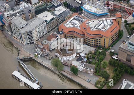 Vue aérienne du Shakepeare's Globe Theatre, Londres, Royaume-Uni Banque D'Images