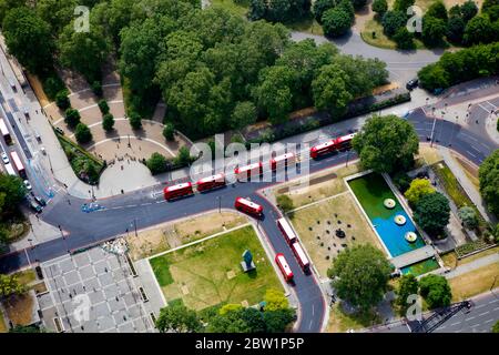 Vue aérienne de Hyde Park Corner, Londres, Royaume-Uni Banque D'Images