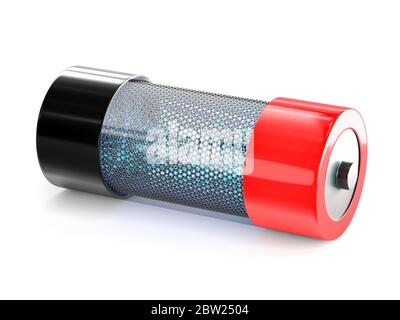 Batterie en technologie graphène, isolée sur fond blanc Banque D'Images