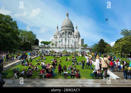 La Basilique du Sacré coeur à Montmartre, Paris 18e arr, Ile-de-France, France Banque D'Images