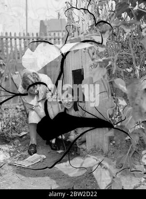 Six autres lapins, bientôt rejoints par deux chèvres et un poney, sont confortablement installés dans le refuge ARP de M. Harry Hoy, résident de Holloway Road, Laytonstone. M. Hoy, un épicier, a tué son premier lot de lapins lorsqu'une personne envoie une lettre anonyme au conseil local, et une femme l'a appelé et lui a dit qu'il serait poursuivi. Une demi-heure plus tard, il a découvert qu'il aurait pu garder les lapins tant que l'abri n'était pas endommagé et pouvait être utilisé immédiatement. M. Hoy dit maintenant qu'il est déterminé à donner à la personne qui a écrit la lettre quelque chose de vraiment à craindre. M. H. E. Bachelor, The Banque D'Images