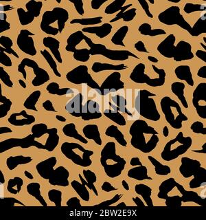 Fond de motif Safari brillant et noir, imprimé peau d'animal tigre, motif vectoriel sans couture. Motif de fourrure d'animaux léopard safari africain avec des taches noires sur fond, décoration moderne Illustration de Vecteur