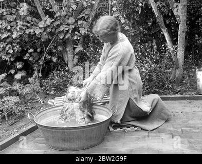 Les tisserands de fraternité à South Holmwood . Lavage de la toile prête pour la teinture . 2 novembre 1919 Banque D'Images