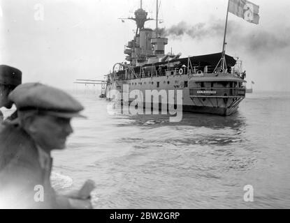 HMS Marlborough un navire de la classe Iron Duke. Banque D'Images