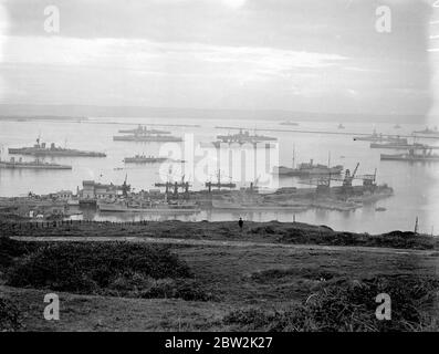 La flotte de l'Atlantique s'assemble dans le port de Portland. 31 octobre 1930 Banque D'Images
